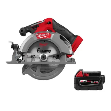 Milwaukee 2833-20-48-11-1850, bundle: M18 FUEL 18V Lithium-Ion Brushless Cordless 6-1/2 in. Circular Saw with (1) 5.0 Ah Battery