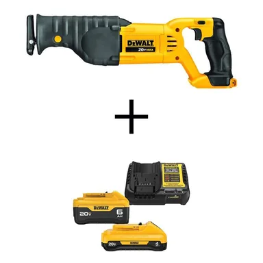 DeWalt DCS380BDCB246CK, unclassified: 20V MAX Cordless Reciprocating Saw, (1) 20V 6.0Ah and (1) 20V 4.0Ah Batteries, and Charger