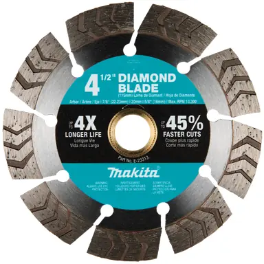 Makita E-23313, accessory: Makita E-23313 4-1/2" Diamond Blade, Segmented Turbo, General Purpose