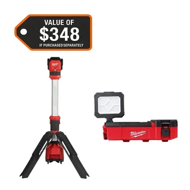 Milwaukee 2132-20-2356-20, bundle: M12 12-Volt Lithium-Ion Cordless 1400 Lumen ROCKET LED Stand Work Light & PACKOUT FloodLight