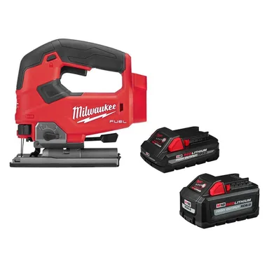 Milwaukee 2737-20-48-11-1865S, bundle: M18 FUEL 18V Lithium-Ion Brushless Cordless Jig Saw w/ 6Ah & 3Ah High Output Battery Pack