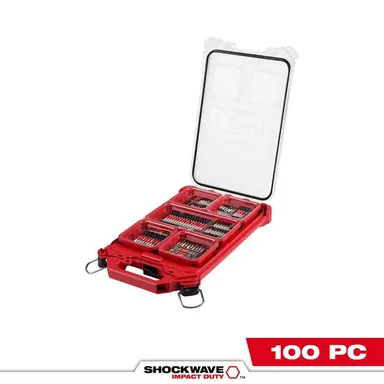 Milwaukee 48-32-4082, accessory: SHOCKWAVE Impact Duty Alloy Steel Screw Driver Bit Set with PACKOUT Case (100-Piece)