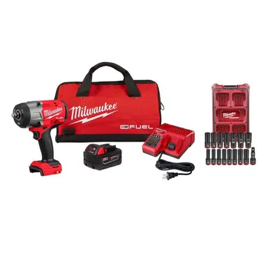 Milwaukee 2967-21B-49-66-6803, bundle: M18 FUEL 18V 1/2 in. Impact Wrench Kit w/ 5. 0Ah Battery, Bag with 1/2 in. Metric 16-Pc PACKOUT Socket