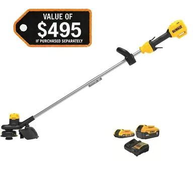 DeWalt DCST925BW225-2C, bundle: 20V MAX Lithium-Ion 13 in. Cordless Battery Powered String Trimmer with 20V MAX 5 Ah and 2 Ah Battery Packs and Charger