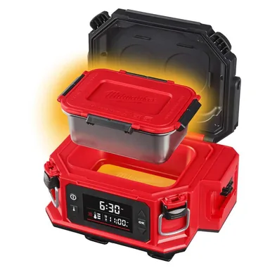 Milwaukee 0811-20, bare tool: M18 18V Lithium-Ion Jobsite Lunch Warmer (Tool-Only) (photograph from the Home Depot listing)