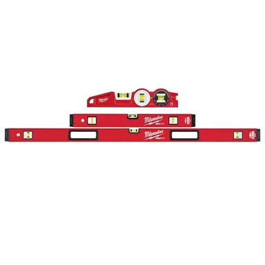 Milwaukee MLBXS48-48-22-5210, bundle: 24 in. and 48 in. REDSTICK Box Level Set with 10 in. 360° Locking Die Cast Torpedo Level (3-Piece)