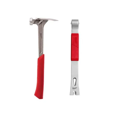 Milwaukee 48-22-9017-48-22-9035, bundle: 17 oz. Smooth Face Framing Hammer with 15 in. Pry Bar
