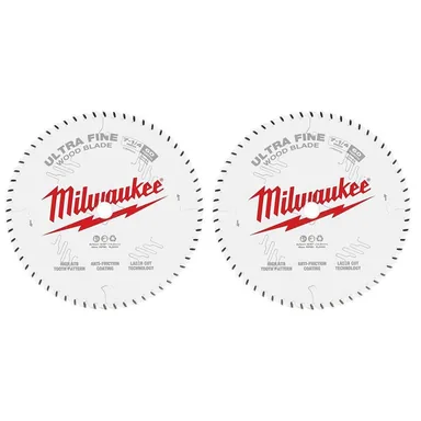 Milwaukee 48-40-0730-48-40-0730, bundle: 7-1/4 in. x 60-Tooth Ultra Fine Finish Circular Saw Blade (2-Pack)