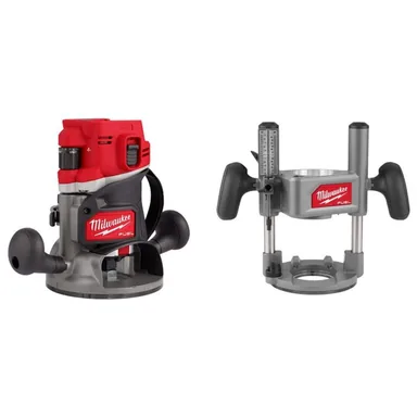 Milwaukee 2838-20-48-10-2838, bundle: M18 FUEL 18V Lithium-Ion Cordless Brushless 1/2 in. Router (Tool-Only) with Additional Plunge Base