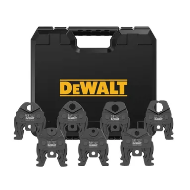 DeWalt DCE217K, kit: Compact ZoomLock MAX and B MaxiPro 1/4 In. to 1-1/8 In. ACR Press Jaws Kit (7-Piece) (photograph from the Home Depot listing)