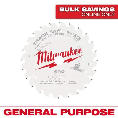 Milwaukee 48-40-0624, accessory: 6-1/2 in. x 24-Tooth Carbide General Purpose Track Saw Blade (1-Pack)