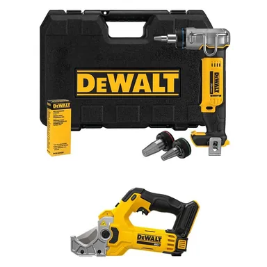 DeWalt DCE400BWDCE180B, bundle: 20V MAX Cordless 1 in. PEX Expansion Tool and 20V MAX Cordless Plastic Tubing Cutter with PEX Expander Grease and Case