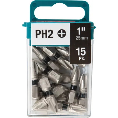 Makita E-00664, accessory: Makita E-00664 Impact XPS #2 Phillips 1" Insert Bit, 15/pk