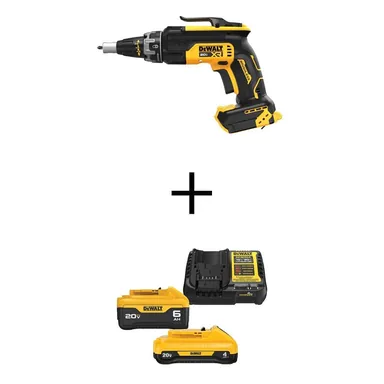 DeWalt DCF630BWCB2460C, bundle: 20V MAX XR Lithium-Ion Cordless Brushless Screw Gun with 6.0 Ah and 4.0 Ah Starter Kit