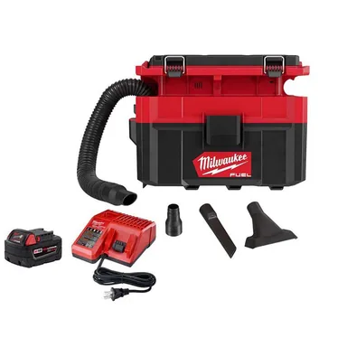 Milwaukee 0970-20-48-59-1850, bundle: M18 FUEL PACKOUT 18-Volt Lithium-Ion Cordless 2.5 Gal. Wet/Dry Vacuum with 5.0 Ah Battery and Charger
