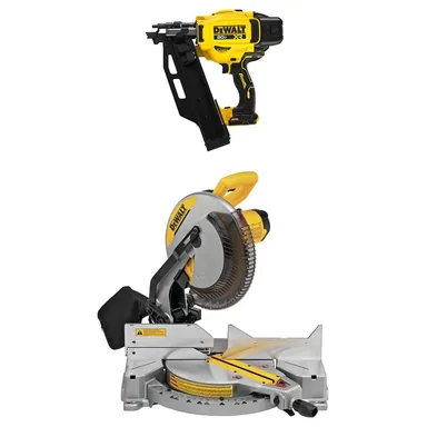 DeWalt DCN920BWDWS715, bundle: 20V 3-1/2 in. 21° Cordless Framing Nailer (Tool-Only) and 15 Amp Corded 12 in. Single Bevel Compound Miter Saw