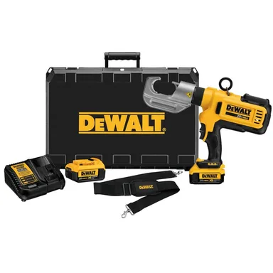 DeWalt DCE300M2, kit: 20V MAX Cordless Died Cable Crimping Tool with (2) 20V 4.0Ah Batteries, Charger and Case (photograph from the Home Depot listing)