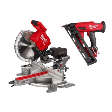 Milwaukee 2739-20-2839-20, bundle: M18 FUEL 18V Lithium-Ion Brushless Cordless 12 in. Dual Bevel Sliding Compound Miter Saw w/ 15-Gauge Finish Nailer