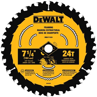 DeWalt DWA171424, accessory: 7-1/4 in. 24-Tooth Circular Saw Blade