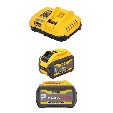DeWalt DCB609CWDCB609, bundle: FLEX VOLT 20-Volt/60-Volt MAX Lithium-Ion Starter Kit with (2) 9.0 Ah Battery Packs and Charger