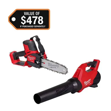 Milwaukee 3004-20-3017-20, bundle: M18 FUEL 18V Brushless Cordless Battery Powered 8 in. HATCHET Pruning Saw w/ M18 FUEL Blower