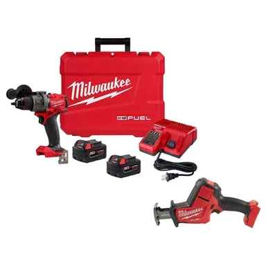 Milwaukee 2904-22-2719-20, bundle: M18 FUEL 18V Lithium-Ion Brushless Cordless 1/2 in. Hammer Drill Driver Kit w/Hackzall