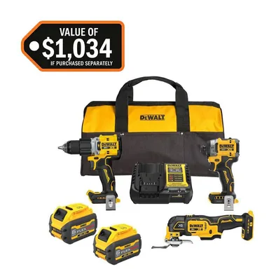 DeWalt DCK350T2, bundle: 20V MAX Lithium-Ion Cordless 3-Tool Combo Kit with (2) FLEXVOLT 6.0 Ah Batteries and Charger