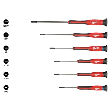Milwaukee 48-22-2606, unpowered: Precision Phillips Screwdriver Set (6-Piece)