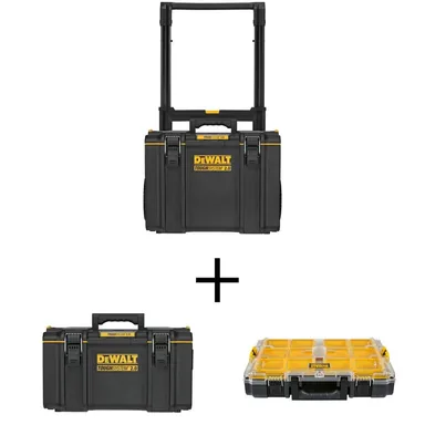 DeWalt DWST08450W30040, accessory: TOUGHSYSTEM 2.0 24 in. Mobile Tool Box, 22 in. Large Tool Box and 10-Compartment Deep Small Parts Organizer