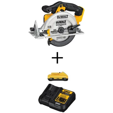 DeWalt DCS391BWDCB240C, bundle: 20V MAX Cordless 6-1/2 in. Circular Saw, (1) 20V 4.0Ah Battery, and Charger