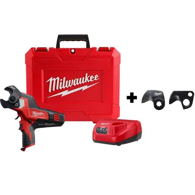 Milwaukee 2472-21XC-48-44-0410, bundle: M12 12V Lithium-Ion Cordless 600 MCM Cable Cutter Kit with 3.0Ah Battery, Charge, Replacement Blade and Hard Case