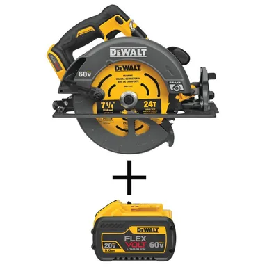 DeWalt DCS578BWDCB609, bundle: FLEXVOLT 60-Volt MAX Li-Ion 7-1/4 in. Cordless Brushless Circular Saw (Tool-Only) with FLEXVOLT 20-V/60-V Battery 9Ah