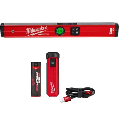 Milwaukee MLDIG24-48-59-2013, bundle: 24 in. REDSTICK Digital Box Level with Pin-Point Measurement Technology with Portable Power Source Kit