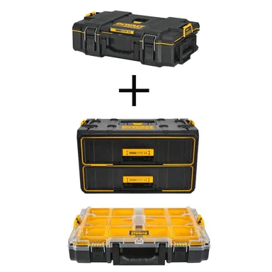 DeWalt DWST08165W32040, accessory: TOUGHSYSTEM 2.0 22 in. Small Tool Box, 21.8 in. Tool Box and 10-Compartment Deep Small Parts Organizer