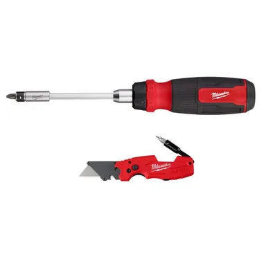 Milwaukee 48-22-2904-48-22-1505, bundle: 27-in-1 Ratcheting Multi-Bit Screwdriver with FASTBACK 6-in-1 Folding Knife with General Purpose Blade (2-Piece)