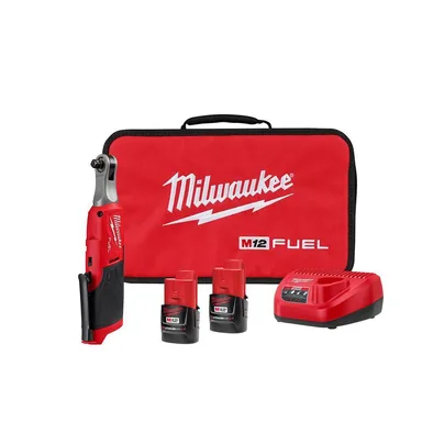 Milwaukee 2567-22, kit: M12 FUEL 12V Lithium-Ion Brushless Cordless High Speed 3/8 in. Ratchet Kit w/(2) Batteries, Charger and Bag