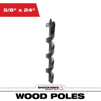 Milwaukee 48-13-6804, accessory: 5/8 in. x 24 in. Shockwave Lineman's Impact Auger Bit
