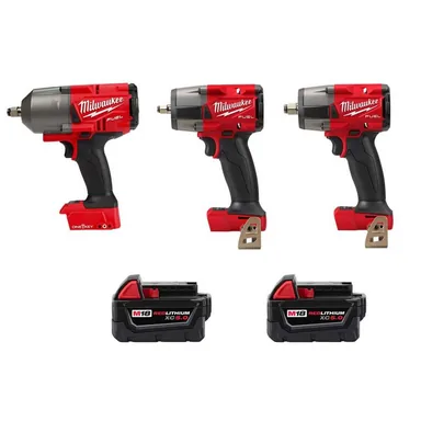Milwaukee 2863-20-2960-20-2962-20-48-11-1850X2, bundle: M18 FUEL 18V Lithium-Ion Brushless Cordless Impact Wrench Combo Kit (3-Tool) with (2) 5.0 Batteries