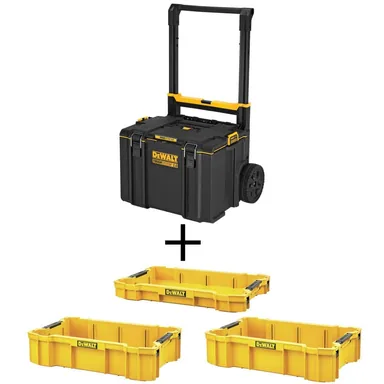 DeWalt DWST08450W10202, accessory: TOUGHSYSTEM 2.0 24 in. Mobile Tool Box, TOUGHSYSTEM 2.0 Shallow Tool Tray and (2) TOUGHSYSTEM 2.0 Deep Tool Trays