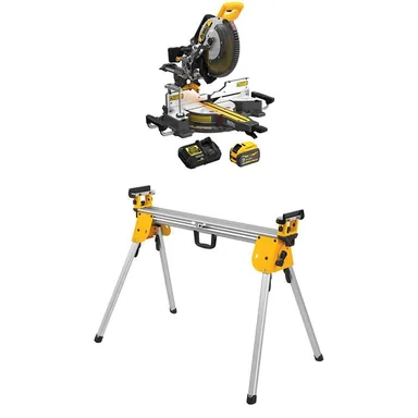 DeWalt DCS781X1WDWX724, bundle: 60V Lithium-Ion 12 in. Cordless Sliding Miter Saw Kit and Compact Miter Saw Stand with 9.0Ah Battery Pack