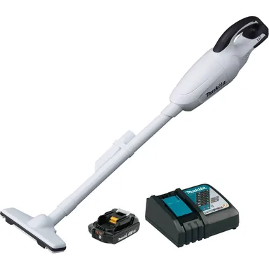 Makita XLC02RB1W, kit: Makita XLC02RB1W 18V LXT Lithium-Ion Cordless Compact Stick Vacuum Kit, w/ Trigger (2.0Ah)