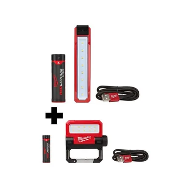 Milwaukee 2112-21-2114-21, bundle: 445 Lumens LED Rover REDLITHIUM USB Pocket Flood Light and 550 Lumens LED REDLITHIUM USB Pivoting Flood Light (2-Pack)