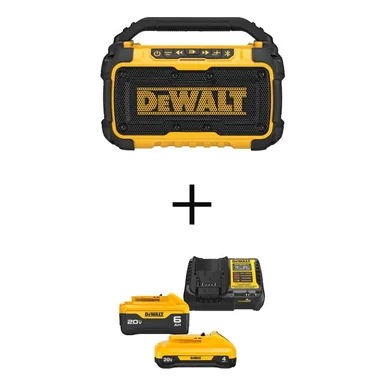 DeWalt DCR010WDCB2460C, bundle: 20V MAX Bluetooth Speaker with 20V MAX XR Premium Lithium-Ion 6.0Ah and 4.0Ah Starter Kit