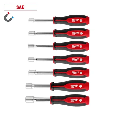 Milwaukee 48-22-2547, unpowered: SAE HollowCore Magnetic Nut Driver Set (7-Piece)