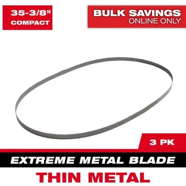 Milwaukee 48-39-0619, accessory: 35-3/8 in. 12/14 TPI Compact Extreme Thin Metal Cutting Band Saw Blade (3-Pack) For M18 FUEL/Corded Compact Bandsaw