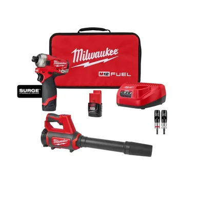 Milwaukee 2551-22-0852-20-48-32-6405, bundle: M12 FUEL 12V 4-in-1 Installation 3/8 in. Drill Driver Kit with M12 Compact Spot Blower with 2-Pc Wire Stripper
