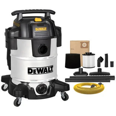 DeWalt DXV10SB, standalone tool: 10 Gal. Stainless Steel Wet/Dry Vacuum with Hose and Accessories
