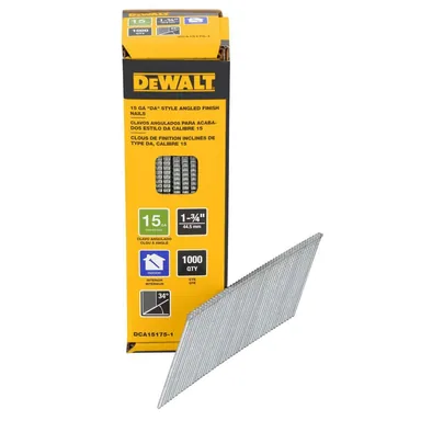 DeWalt DCA15175-1, accessory: 1-3/4 in. x 15-Gauge DA 34-Degree Bright Finish Nails (1000-Pack)