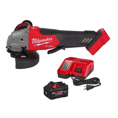 Milwaukee 2880-20-48-59-1881, bundle: M18 FUEL 18V Lith-Ion Brushless Cordless 4-1/2 in. /5 in. Grinder w/Paddle Switch w/ FORGE 8. 0Ah Battery & Charger