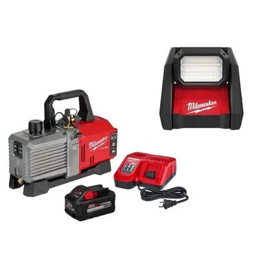 Milwaukee 2941-21-2366-20, bundle: M18 18V Lithium-Ion Cordless 5 CFM Vacuum Pump Kit and M18 18-Volt Cordless 4000 Lumens ROVER LED Flood Light